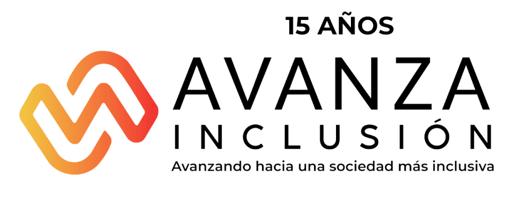 Logotipo AVANZA Inclusión 15 años. Avanzando hacia una sociedad más inclusiva
